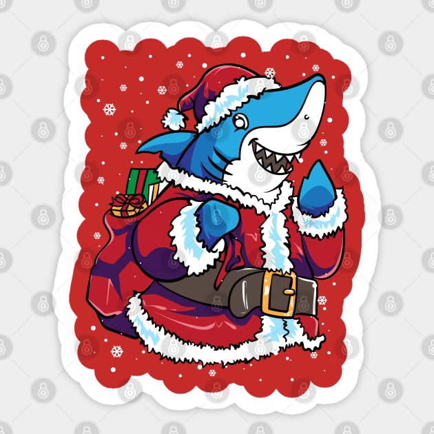 Shark Santa Claus Christmas Sticker by E